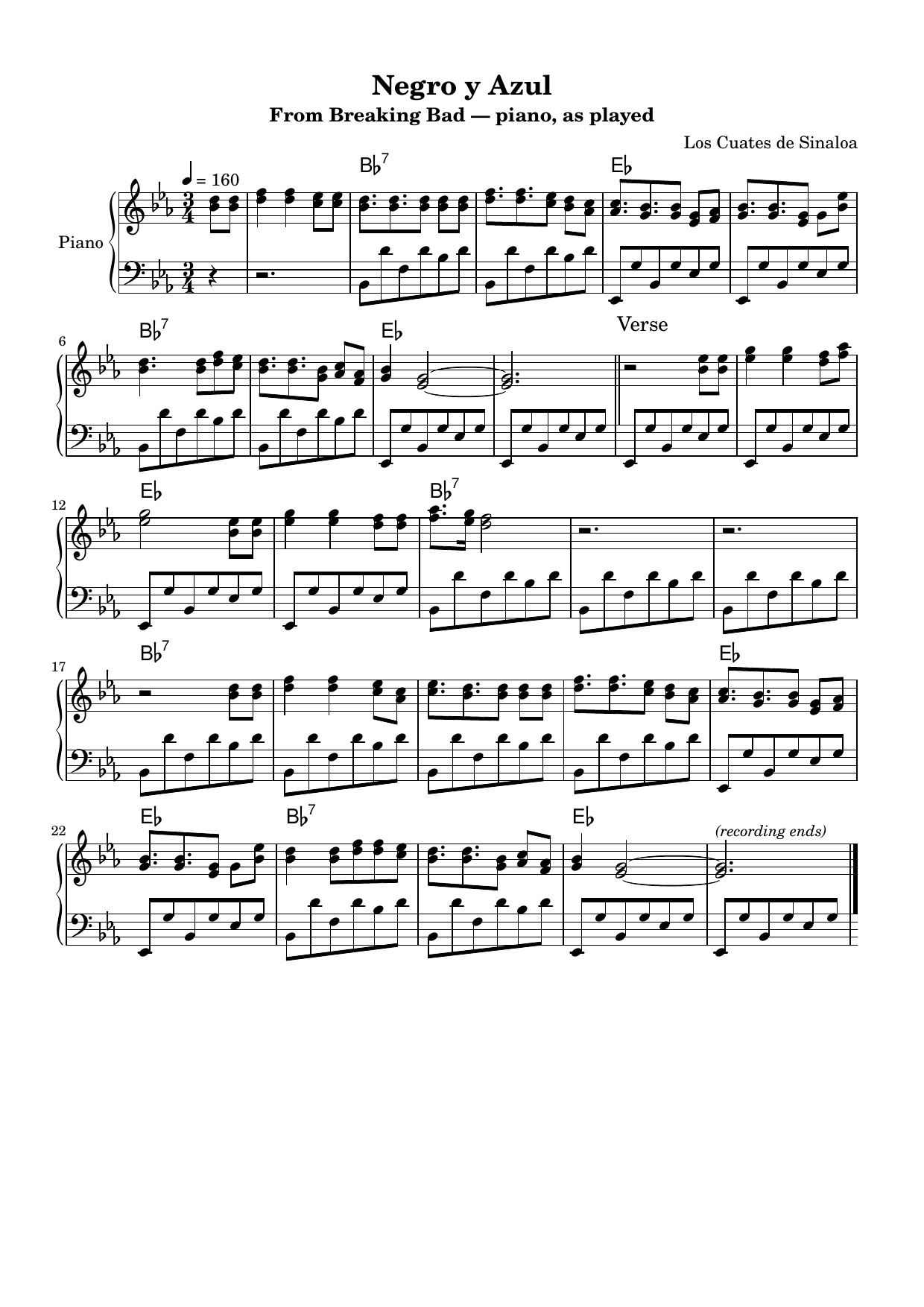 First page of the score of Negro y Azul